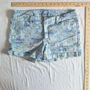 Old Navy Pixie Sailboat Print Shorts Women's Size 8 Mid Rise Nautical Beachy EUC